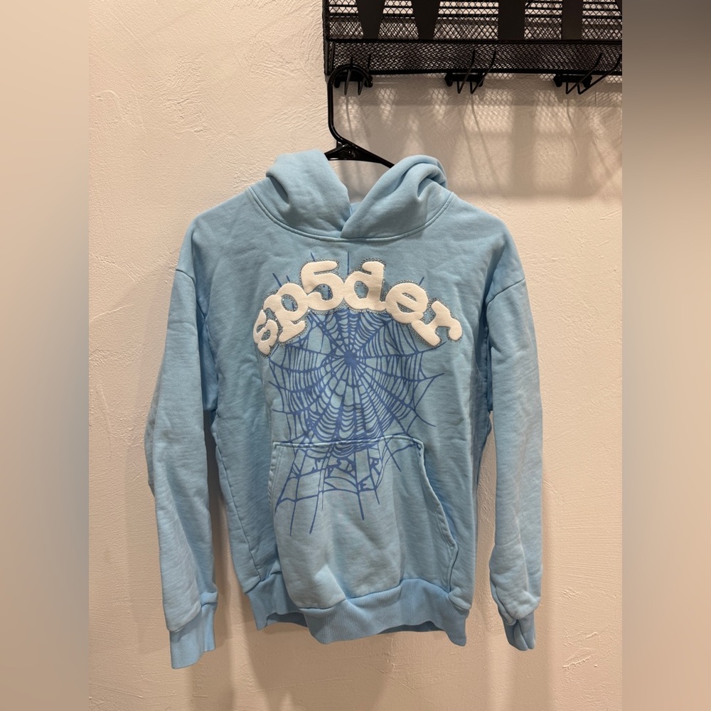 Sp5der Web Hoodie ‘Sky Blue’ size small